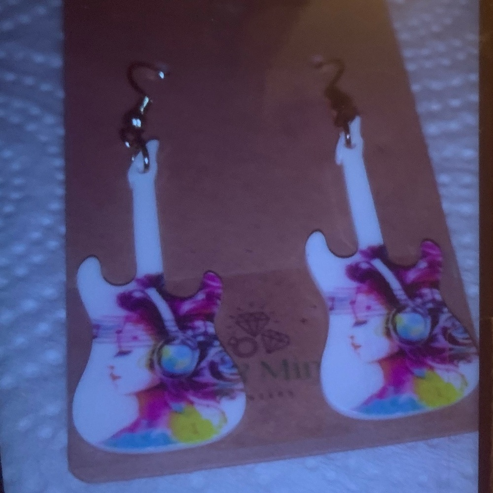 NEW Colorful Guitar Earrings NWT